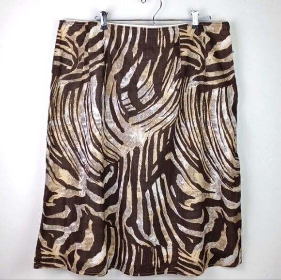 STYLE & CO Brown Tan & Cream Zebra Print 100% Cotton Summer Skirt SZ 18 NWT - Picture 12 of 14